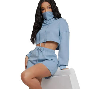 Custom 2 Piece Shorts Outfits Jogger Set Cropped Women Tshirt Cotton Spandex Loungewear Shorts and Shirt Set - Product Image 2