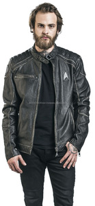 Custom Men's High Street Style <b>Long</b> Sleeve <b>Leather</b> <b>Jacket</b> Coated Windproof Breathable High Quality Cow Skin Stand Collar Latest - Product Image 4