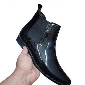 Botas de Vestir de Cuero para Hombre, Estilo Chelsea, con Punta, Cierre de Cremallera, Impermeables, Antideslizantes, Ligeras, Cómodas y Duraderas - Product Image 1