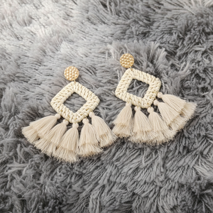 Vintage Inspired Rattan <b>Earrings</b> <b>Handmade</b> Natural Woven <b>Earrings</b> for Beach Party Festival Jewelry Accessories - Product Image 1