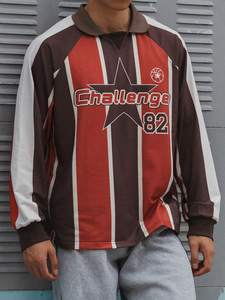 Camisa Polo de Manga Larga para Hombre, Corte Holgado, con Letras y Rayas, Estilo Casual, Otoño - Product Image 5