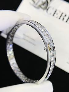 Beautiful Design Round Cut Moissanite Diamond <b>Bangle</b> Bracelet Bezel <b>Set</b> Classic Style Women Jewelry Gift Moissanite Fine Jewelry - Product Image 3