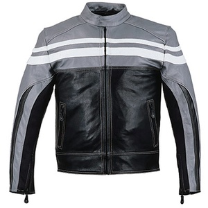 Chaqueta de Motocicleta HMB HMB-0412D de Invierno, Cuero Genuino de Vaca, Cierre de Cremallera a Prueba de Viento, Corte Regular para Hombre - Product Image 3