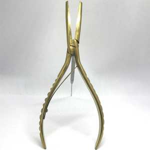 Pinzas Profesionales para Extensiones de Cabello con Punta Plana, Chapadas en Oro, de Acero Inoxidable, Herramienta para Crimpar Anillos Micro - Product Image 1