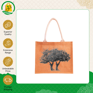 Sacs de shopping en toile de jute teintée de qualité supérieure, durables, écologiques, personnalisés avec un imprimé géométrique et une poignée rembourrée en sangle - Product Image 3