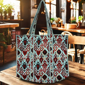 New Cotton Zipper Closure Elegant Floral Lightweight Quilted Traditional <b>Indian</b> Handcrafted Tote <b>Bags</b> - Product Image 4