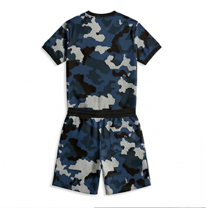 Ensemble assorti camouflage pour homme, t-shirt et short en polyester imprimé par sublimation, ensemble uniforme OEM en gros - Product Image 2