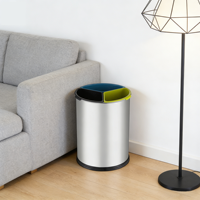 Poubelle à 3 compartiments en acier inoxydable 201 sans couvercle, gain de place, avec seaux intérieurs amovibles pour le tri des déchets en intérieur