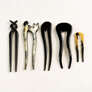 COM กิ๊บปิ่นปักผมรูปเขาควายขัดเงาแฮนด์เมดอุปกรณ์เสริมสำหรับผมกิ๊บหนีบผม - Product Image 1