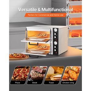 Forno Elettrico per Pizza a Doppio Ripiano da 18 Pollici, Attrezzatura Commerciale da Banco per Panifici, con Temperatura Massima 842°F, Termometro e Funzione Pizza Maker - Product Image 6