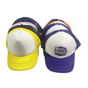 Casquette de baseball à 5 panneaux bleue personnalisée avec logo, en nylon bicolore et maille, pour adultes et enfants, vente en gros d'usine - Product Image 1
