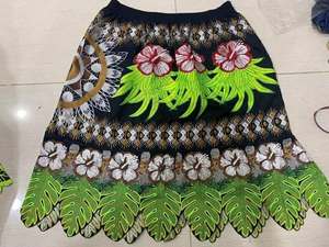 Jupe pour adulte personnalisée 100% coton, motif floral estival, broderie 3D écologique, style preppy, coupe droite, longueur genou, taille naturelle, 220g - Product Image 1