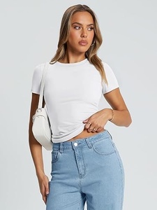 T-shirt en coton uni de haute qualité pour femmes - Product Image 5
