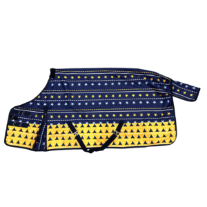 Manta Enfriadora Impermeable Azul Marino para Caballo con Patrón de Estrellas Amarillas, Malla Transpirable, Antitranspirante, con Correas Cruzadas de Acero Inoxidable - Product Image 3