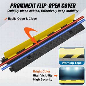 Protection de câble en caoutchouc 5 pièces, capacité de charge d'essieu de 12 000 lb, double canal, rampe de protection durable pour tuyaux et fils pour allées - Product Image 5