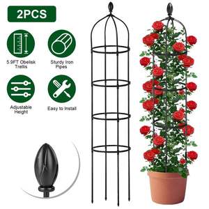 2 paquets 5.9FT Black Garden Obelisk Trellis Rustproof Climbing Plants Tower for Flower Vegetable Vine Support No Weekends - Product Image 3