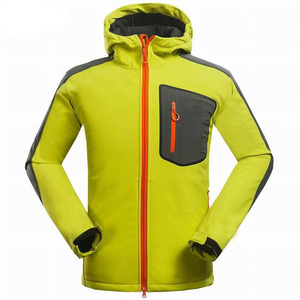 Veste softshell à capuche pour homme, color block, doublée polaire, imperméable, coupe-vent, pour l'extérieur, rouge, noir, vert, personnalisable OEM - Product Image 2