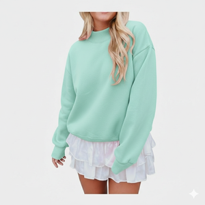 Sudaderas con Cuello Alto para Mujer con Logotipo Personalizado, Sudadera Informal de Otoño/Invierno en Colores Sólidos con Tela de Forro Polar - Product Image 3