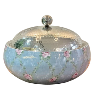 Geometric Pattern Mosaic Serving Bowl Double Wall Insulated Hot Case <b>Food</b> <b>Server</b> Premium Pearl Inlay Chafing Dish For Hotel - Product Image 3