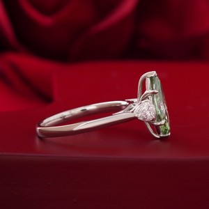 Fancy Vivid Green Marquise Cut Lab Grown Diamond <b>Ring</b> 14K Gold Unique Color <b>Statement</b> Fashion <b>Ring</b> - Product Image 2