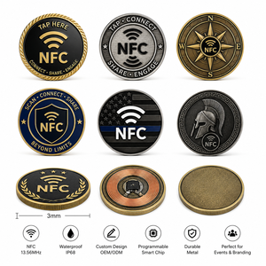 Pièce de monnaie NFC personnalisée en alliage de zinc émaillé avec puce intelligente, cadeau d'entreprise, vente en gros - Product Image 2