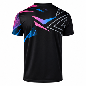 Unisex Black Sublimated Tennis <b>T</b>-<b>Shirt</b> Short Sleeve Geometric Print Moisture Wicking Relaxed Fit All Seasons Customizable Custom - Product Image 2