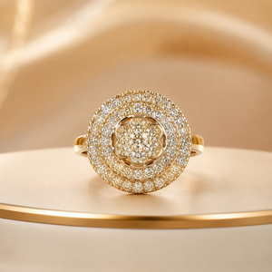 14K <b>Gold</b> Fancy Women <b>Ring</b> with Sparkling Diamond Look CZ Stones Modern Fashion Jewelry Collection - Product Image 1
