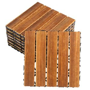 27pcs Wood Interlocking Deck Tiles 11.8"x11.8" Waterproof Indoor Outdoor Flooring Patio Wood Decking for Patio Use - Product Image 3