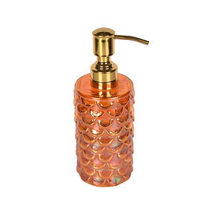 Luxury Bathroom Glass Soap <b>Dispenser</b> with Gold Pump and Decorative Luster Design - Product Image 5