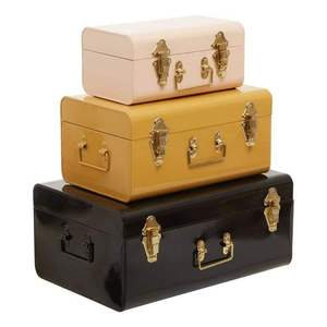 Caja de almacenamiento metálica rectangular de alta resistencia con cierres y asa de bronce, diseño apilable para artículos diversos, estilo industrial. - Product Image 4