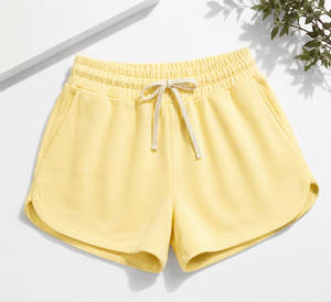 Shorts en tricot gris uni à taille haute pour femmes, décontractés, avec taille élastique, respirants, en coton de haute qualité - Product Image 6