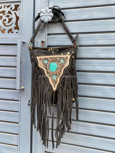 2025 gros nouveauté en cuir repoussé à la main femmes sac à bandoulière cheveux sur peau de vache métallique frange en cuir véritable sac à bandoulière - Product Image 3