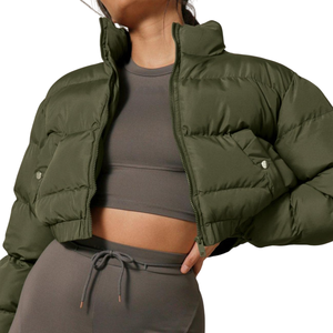 Private Label Clothing Supplier Women Stand Collar Crop <b>Puffer</b> <b>Jacket</b> Oversized fit Women's <b>Cropped</b> Padded Coat Women Outerwear - Product Image 5