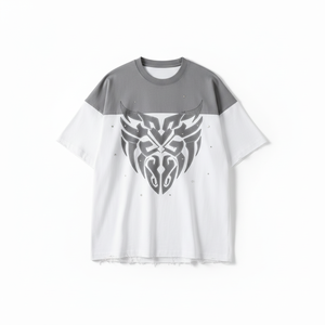 Camiseta Gráfica Oversize 2026 para Hombre, Diseño Bicolor con Logotipo Abstracto, Algodón Suave, Estilo Urbano Informal - Product Image 5