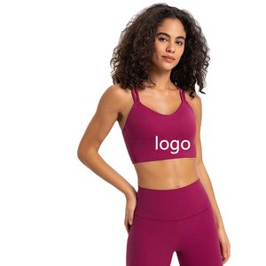 Soutien-gorge de sport personnalisé OEM pour femmes, extensible, respirant, à large bordure, col rond, couleur unie, séchage rapide, en nylon et élasthanne - Product Image 2