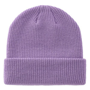 Bonnet tricoté unisexe de haute qualité, couleur unie, tendance, avec revers plié, pour l'hiver – Vente en gros - Product Image 1