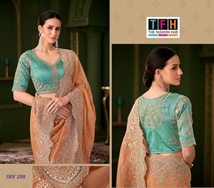 ชุดส่าหรีทรงสวยทันสมัยพร้อมเสื้อปักลายประณีต ชุดอินเดียระดับพรีเมียมสำหรับงานแต่งงาน งานเลี้ยง และงานเทศกาลวัฒนธรรม - Product Image 2