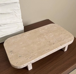 Planche de service rectangulaire en marbre avec base en bois, plateau en pierre, plateau de service de cuisine, planche à fromage, plateau de table de luxe, décoration d'intérieur, vente chaude - Product Image 5