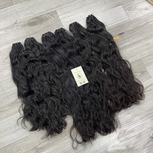Vente en gros naturel noir naturel ondulé droit 13x6 HD Frontal Double Drawn Bundle trame Extensions vietnamien de cheveux humains - Product Image 5