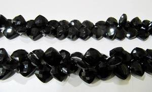 Cuentas de espinela negra natural facetada en forma de cojín cuadrado de 10 mm, hilo de piedras preciosas de 8 pulgadas de largo. - Product Image 2