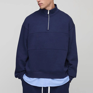 เสื้อสเวตเตอร์คอกลมแขนยาวของผู้ชายเสื้อสวมหัวลำลองแขนยาวสีพื้น - Product Image 1