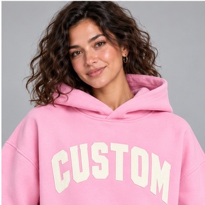 <b>Women</b> Oversized <b>Pink</b> <b>Hoodie</b> Custom Letter Print Cotton Fleece Drop-Shoulder Streetwear Autumn Casual Wear - Product Image 4