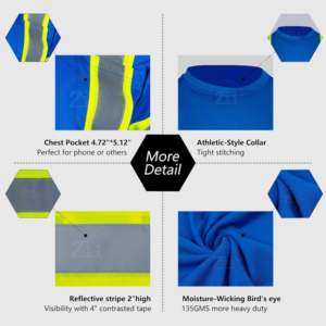 Camiseta de Seguridad de Manga Larga Reflectante, Transpirable y Ligera, ANSI/EN ISO CLASE 1, Impermeable, con Luz LED, Precio de Fábrica - Product Image 6