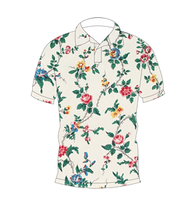 เสื้อโปโลพิมพ์ลายดอกไม้วินเทจสำหรับบุรุษแขนสั้นเสื้อเชิ้ตคอปกแบบลำลองสำหรับฤดูร้อน - Product Image 1