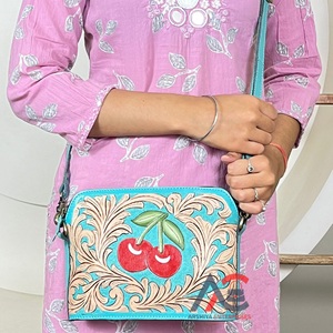 Luxury Designer New High Quality Hand Tooled Leather Handbags Fashion Trend Genuine Cow Leather Single Shoulder Bag for Women's - Product Image 1