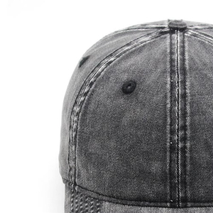 Casquette snapback unisexe en denim à 6 panneaux, couleur unie délavée, réglable, décontractée, pour adultes, à porter en toutes saisons - Product Image 2