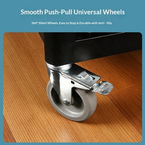 Chariot de service multifonctionnel en plastique pour <span class=keywords><strong>restaurant</strong></span> mobile, chariot de rangement commercial à trois niveaux pour bols, chariot de service - Product Image 5
