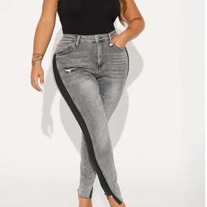 Pantalones Vaqueros de Mezclilla Elásticos y Transpirables de Cintura Alta para Mujer, Estilo Casual y Holgado - Product Image 1