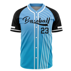 Maillot de baseball personnalisé pour homme, manches courtes, rouge et bleu marine, imprimé par sublimation, respirant, en polyester, uniforme 41 Front - Product Image 2