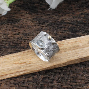 925 <b>Sterling</b> <b>Silver</b> Turquoise Classic Bezel <b>Set</b> Band <b>Ring</b> for Women Stackable Minimalist Party Jewelry Wholesale - Product Image 1